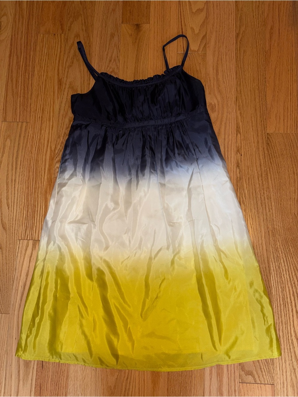LOFT Girls Ombre Spaghetti-Strap Dress in Navy, White & Yellow